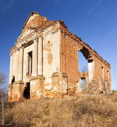 Church of Franciscans - ruins of an ancient church of Franciscans. ruins are in the city of Oshmyany, Belarus photo