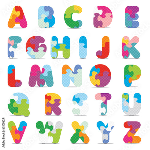 Vector alphabet written with puzzle