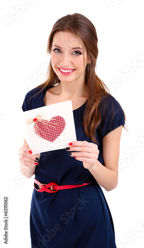 Attractive woman with postc...