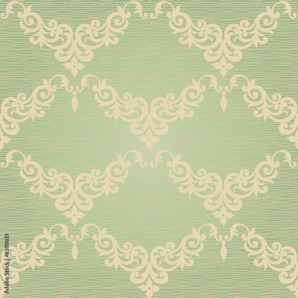 Vector seamless pattern with swirls and floral motifs
