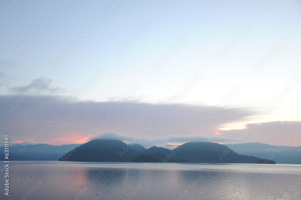 Crater Lake sunrise Toya in Hokkaido