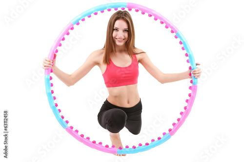 Woman doing exercises with ...