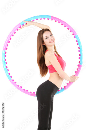 Woman doing exercises with ...