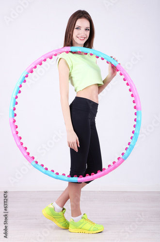 Woman doing exercises with ...