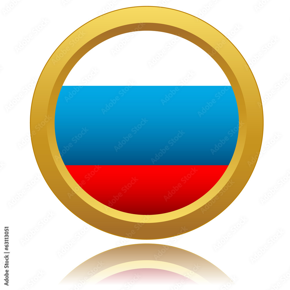 Russia Flag Glossy Button Russia Flag Glossy Button