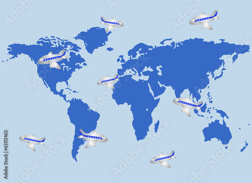 Airplanes on map