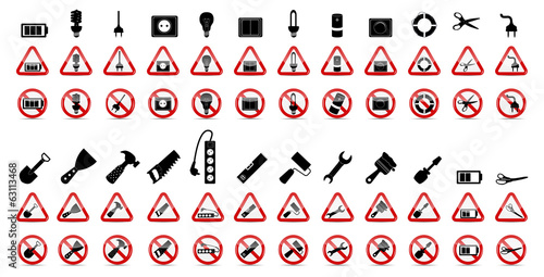 Set of Prohibition Signs. Vector Illustration