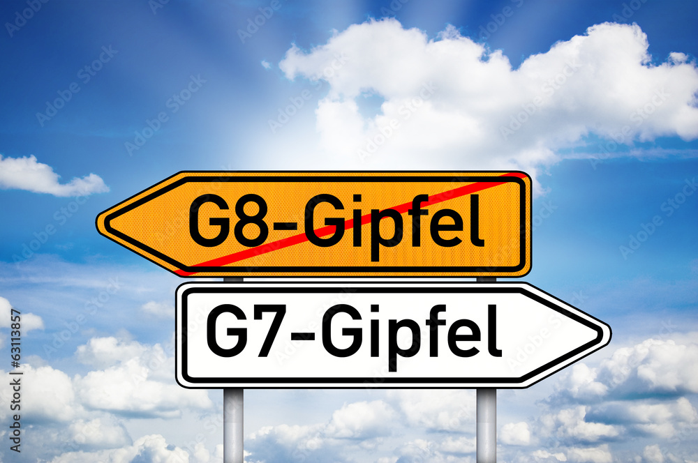 Fototapeta premium Wegweiser mit G8 und G7