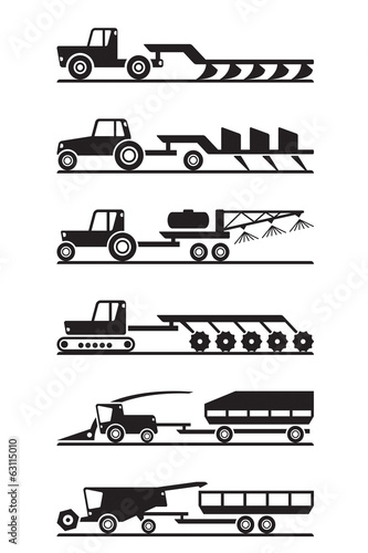 Agricultural machinery icon set - vector illustration