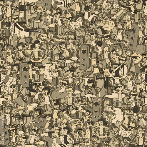 Dance party seamless pattern