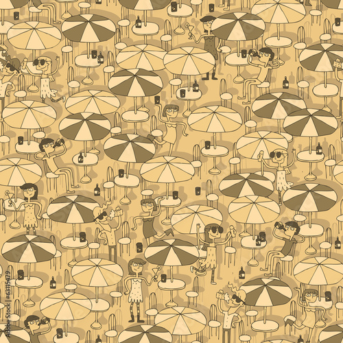 Beach bar seamless pattern
