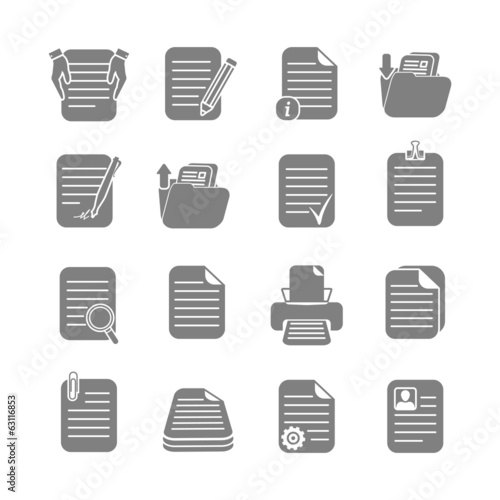 Documents files and folders icons set
