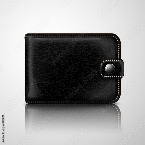 Classic black wallet leather textured