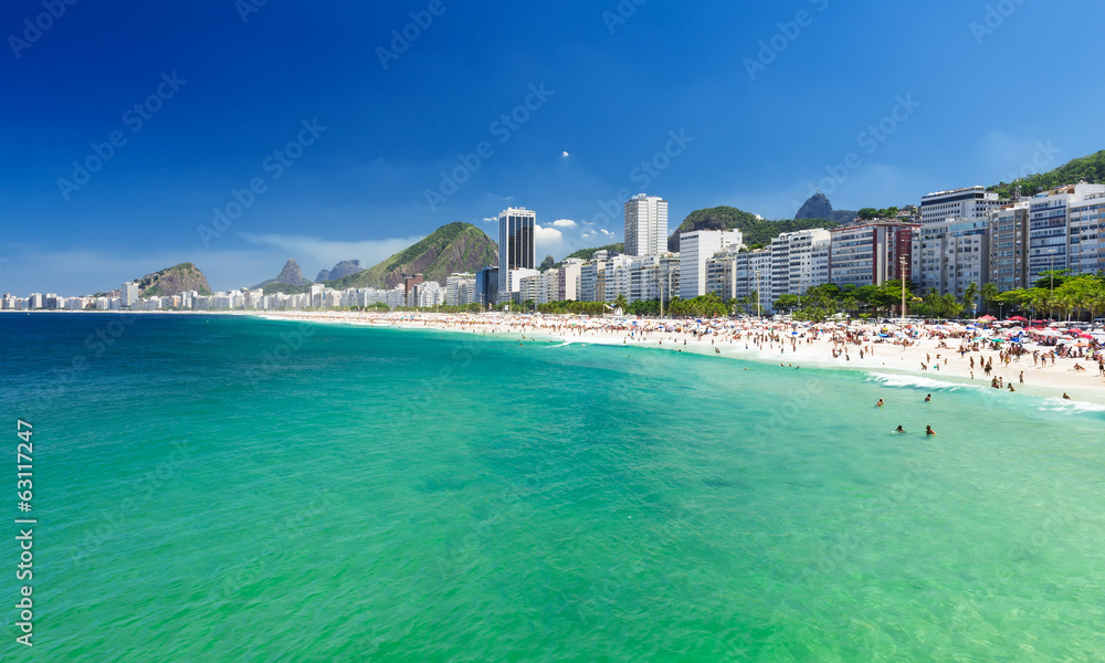 view of Copacabana beach in Rio de Janeiro, Brazil