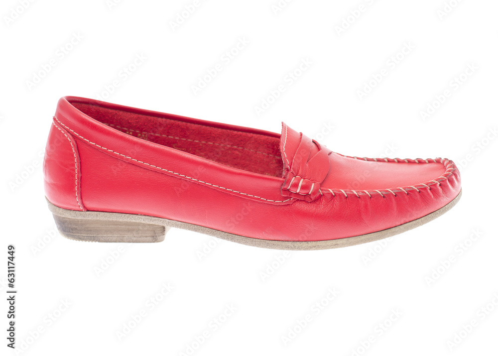 Red moccasins isolated on white background Red moccasins isolated on white background