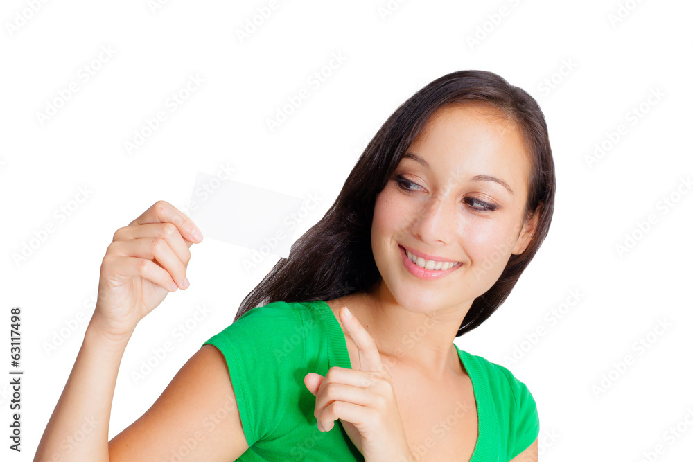 Beautiful caucasian woman holding a blank sign Beautiful caucasian woman holding a blank sign