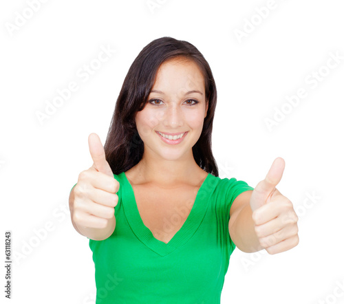 portrait of beautiful young success woman giving thumbs up © RightFramePhotoVideo