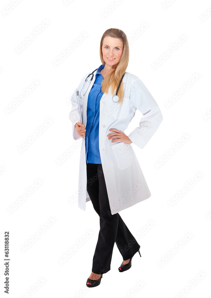 Young doctor standing on white copyspace Young doctor standing on white copyspace