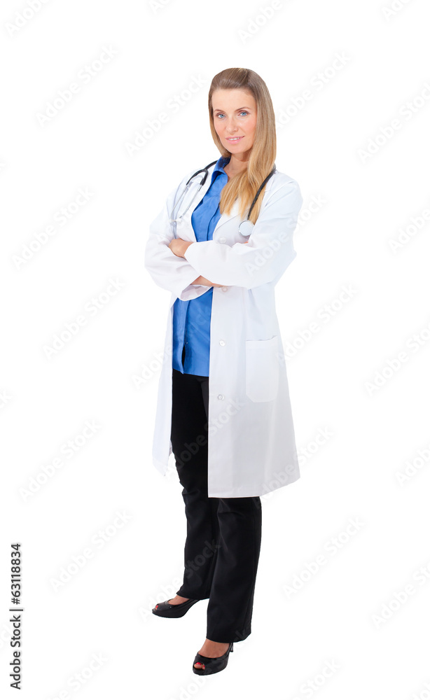 Young doctor standing on white copyspace Young doctor standing on white copyspace