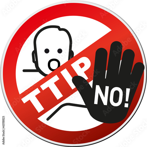 Schild TTIP NO mit Protest hand