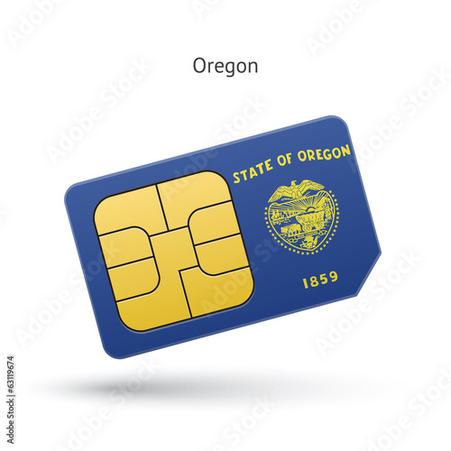 State of Oregon phone sim card with flag.