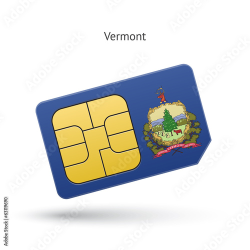 State of Vermont phone sim card with flag.