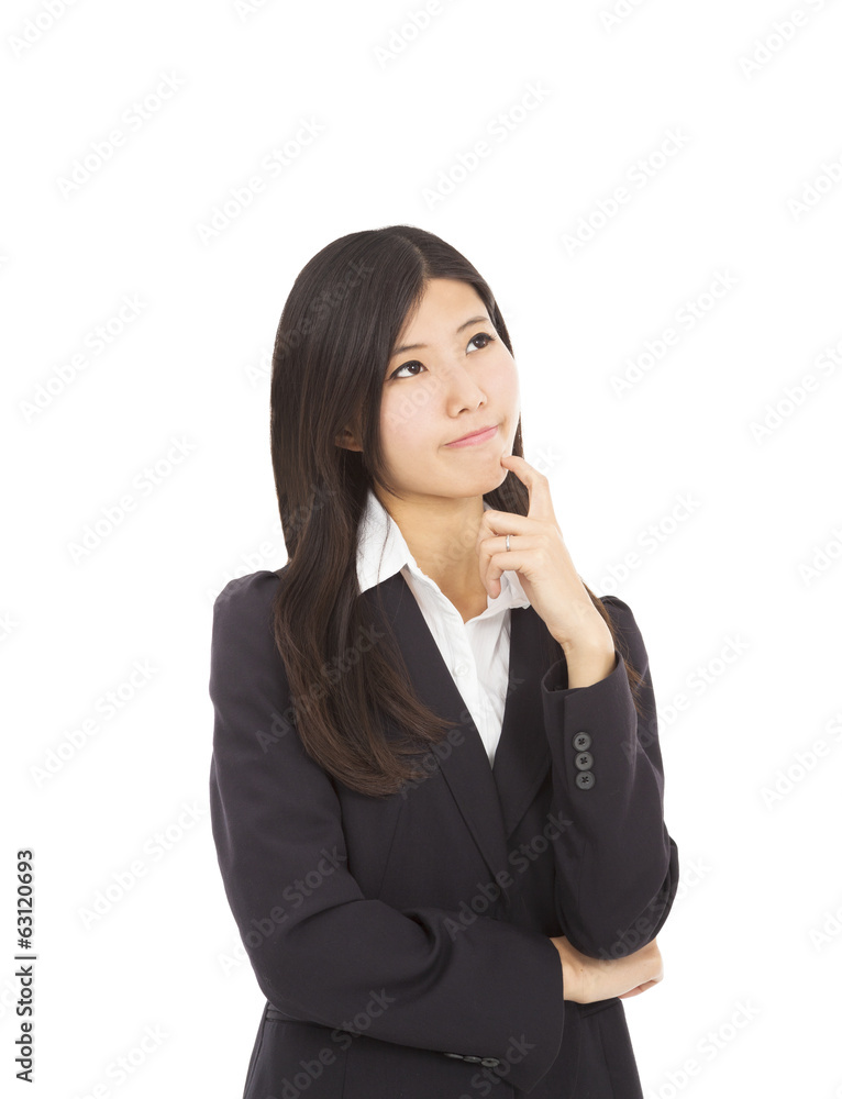 businesswoman is thinking the solutions businesswoman is thinking the solutions