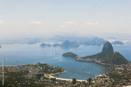 aerial view over Rio de Janeiro with Sugarloaf Mountain