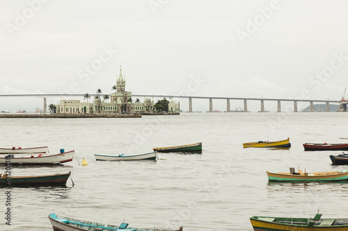 boats in river infront of castle in Rio De Janero photo