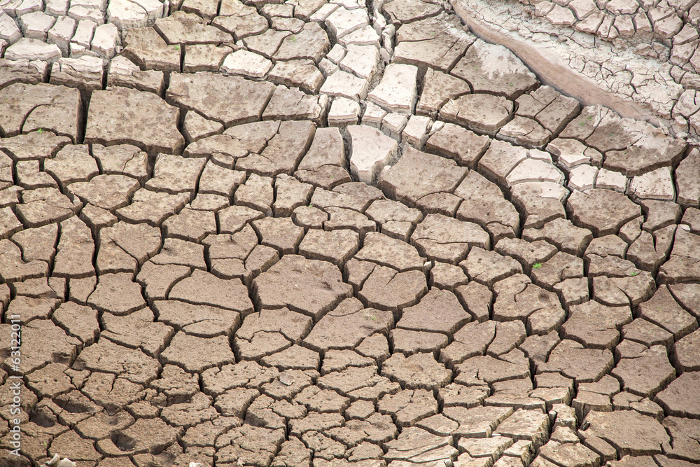 Soil drought landscape. Water crisis, cracks earth near drying water ...