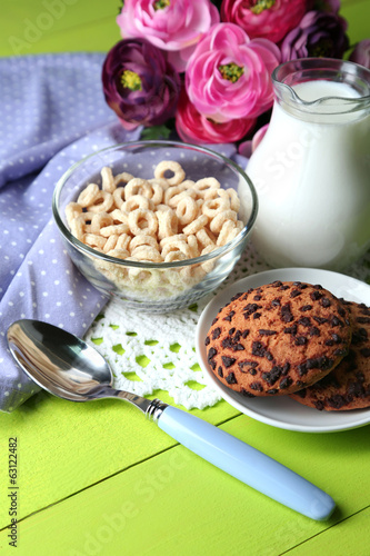 Homemade yogurt and delicious cereals in bowl