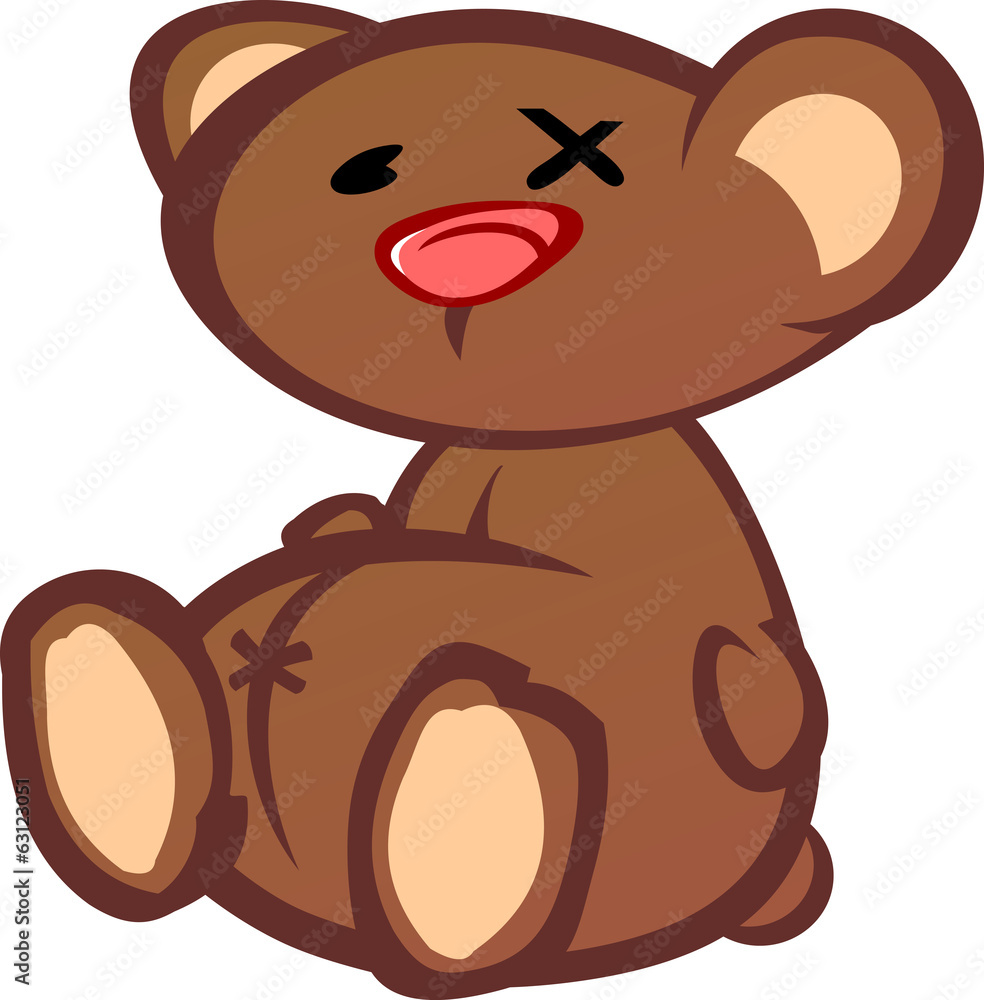 Old Beat Up Teddy Bear Cartoon Character Stock Vector | Adobe Stock