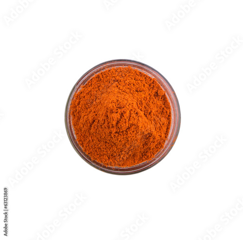 Curry powder spices over white background