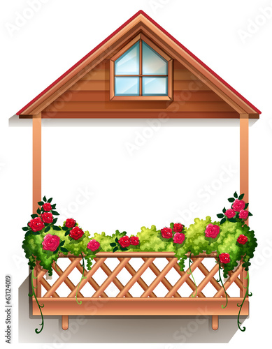 A wooden porch with plants