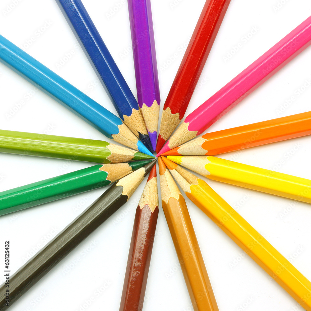 Colored pencils isolated on white background Colored pencils isolated on white background