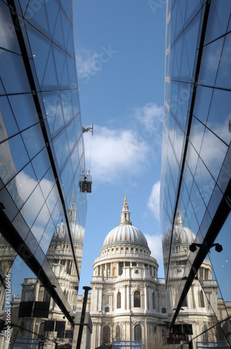 St Pauls Cathedral reflected in glass walls of One New Change photo