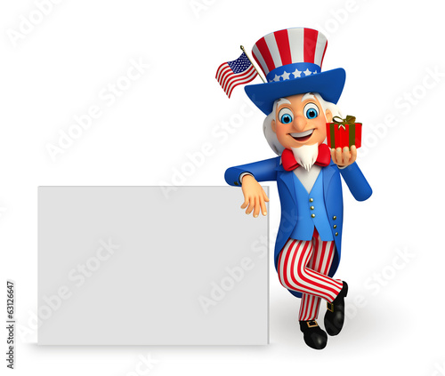 Illustration of Uncle Sam with big sign