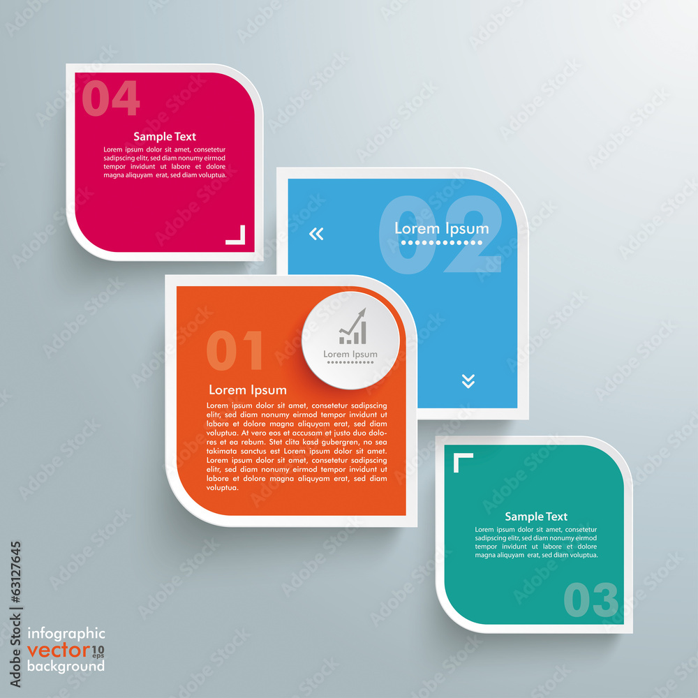 Round Colored Quadrates Template 4 Options Bevel Line