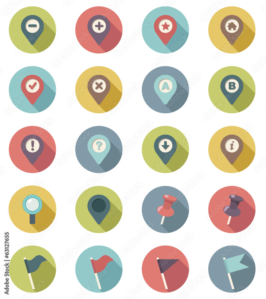 Flat navigation icons set.Vector Flat navigation icons set.Vector