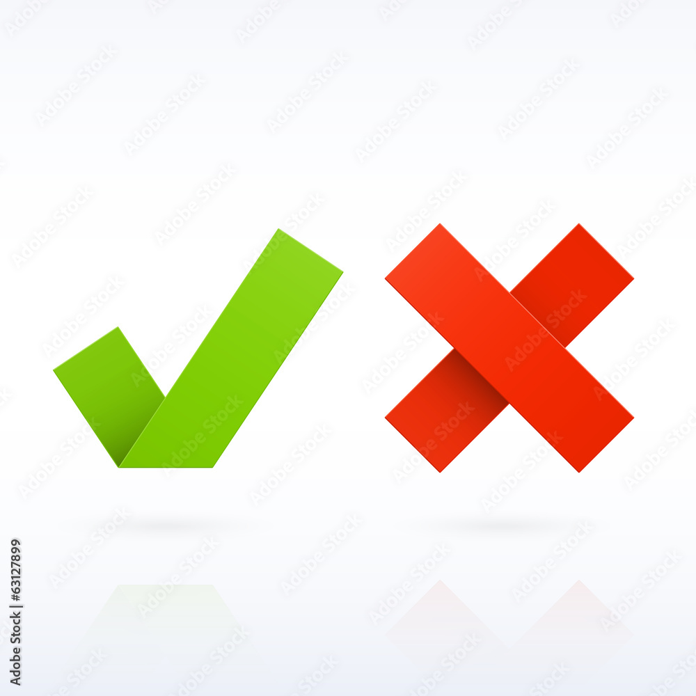 Yes or No paper check marks Yes or No paper check marks