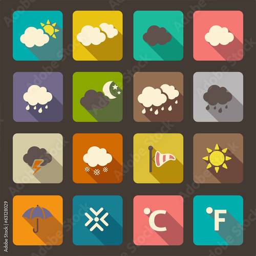 Flat weather icon vector set.