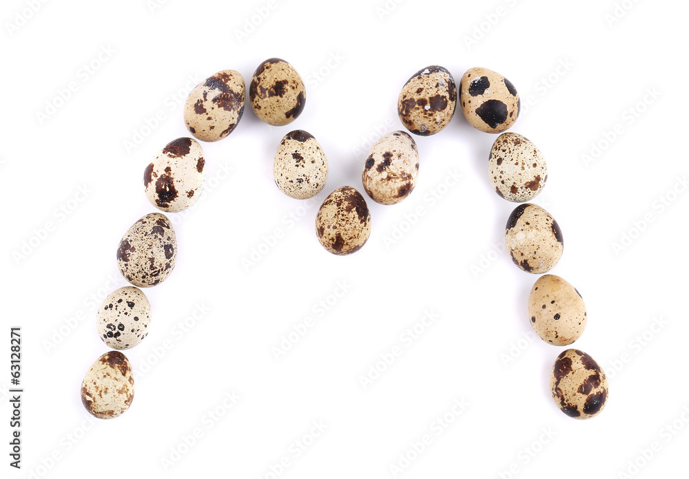 quail eggs in the form of letter M quail eggs in the form of letter M