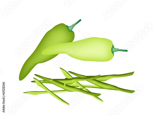 Green Sweet Peppers with Julienne Sweet Peppers
