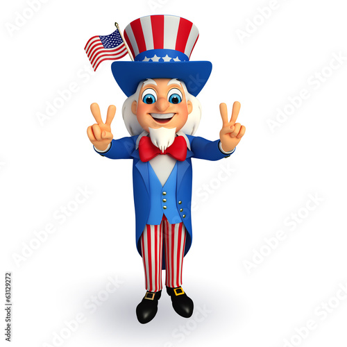 Illustration of Uncle Sam with victory sign