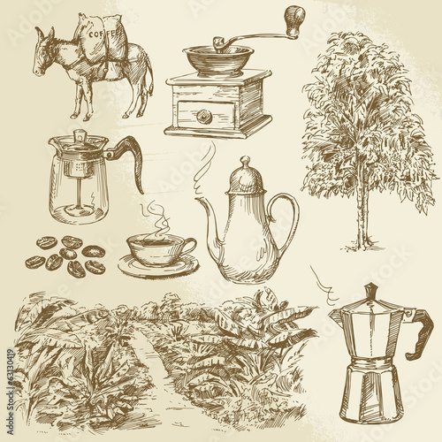 coffee collection - hand drawn vector illustration
