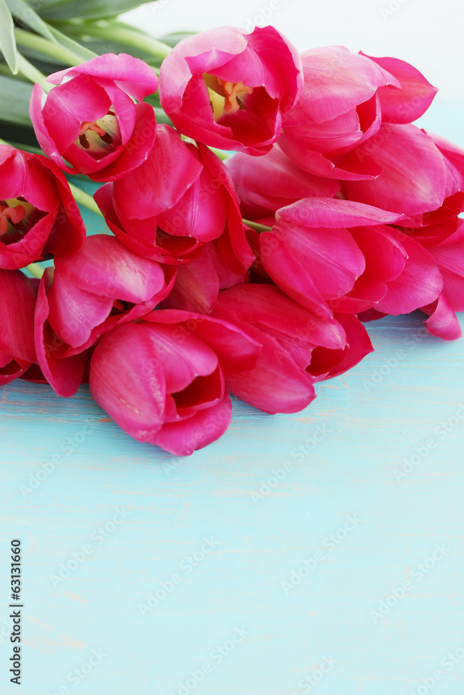 Fototapeta premium bouquet on blue board
