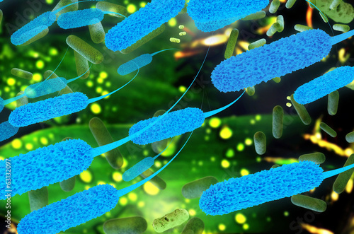 Ecoli bacterium - 3D Render photo