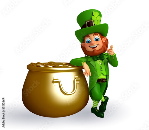 Картината върху платно leprechaun for patrick's day with golden pot