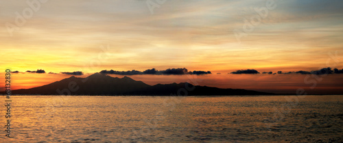 Sunrise over the Island of Lombok in Indonesia