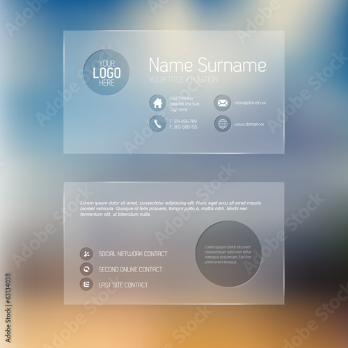 Modern transparent business card template